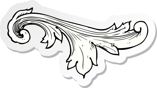 sticker of a traditional hand drawn floral swirl png