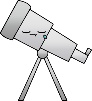 gradient shaded cartoon of a telescope png