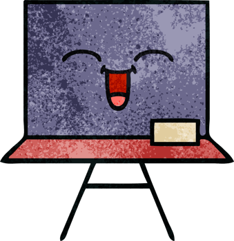 retro grunge texture cartoon of a chalkboard png