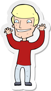 sticker of a cartoon excited man png