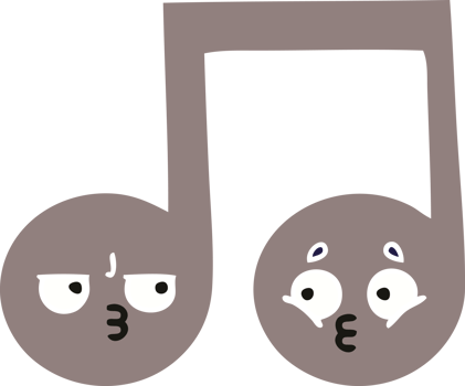 flat color retro cartoon of a musical note png