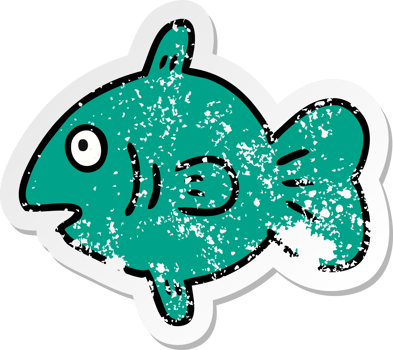 hand drawn distressed sticker cartoon doodle of a marine fish png