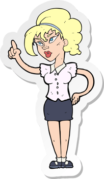 sticker of a cartoon woman with idea png