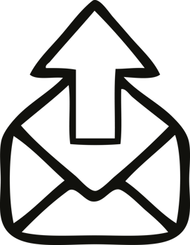 line drawing cartoon of a envelope with arrow png