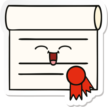 sticker of a cute cartoon certificate png