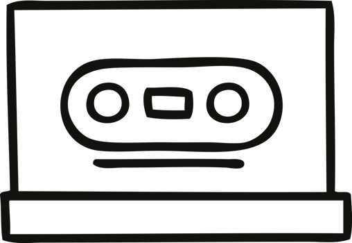 line drawing cartoon of a retro cassette png