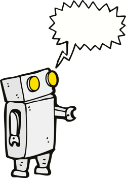 cartoon robot with speech bubble png