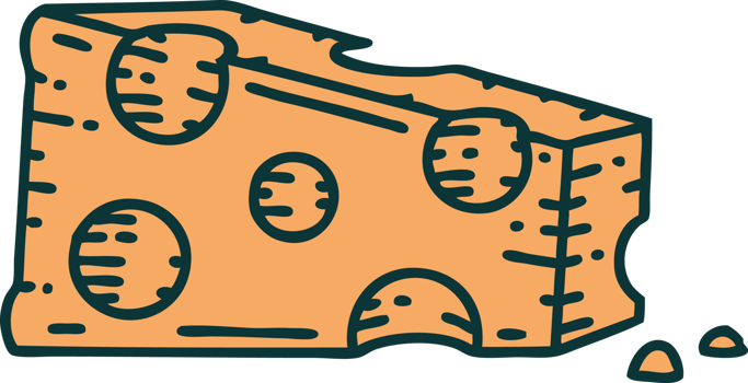 iconic tattoo style image of a slice of cheese png