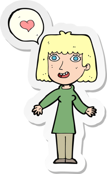 sticker of a cartoon woman in love png