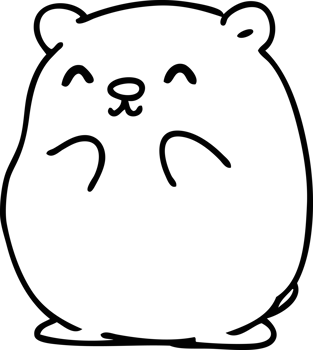 line doodle of a happy little bear png