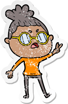 distressed sticker of a cartoon annoyed woman png
