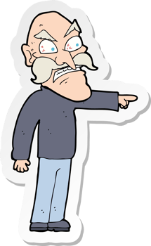 sticker of a cartoon furious old man png