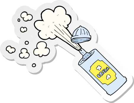 sticker of a cartoon spraying whipped cream png
