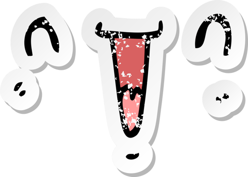 distressed sticker of a cute happy cartoon face png
