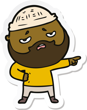 sticker of a cartoon worried man with beard png