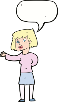 cartoon woman explaining with speech bubble png
