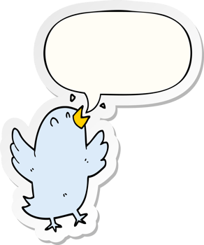 cartoon bird singing with speech bubble sticker png
