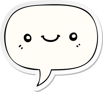 cartoon cute happy face with speech bubble sticker png