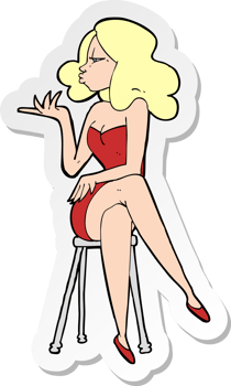 sticker of a cartoon woman sitting on bar stool png