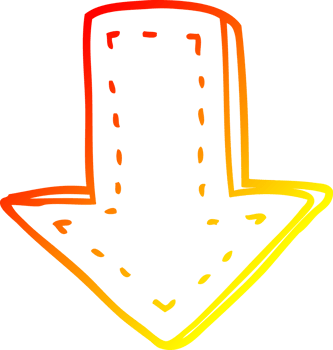 warm gradient line drawing of a cartoon pointing arrow png