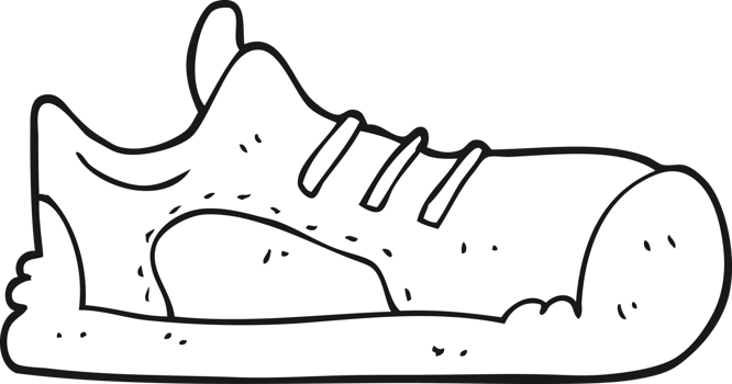hand drawn black and white cartoon sneaker png