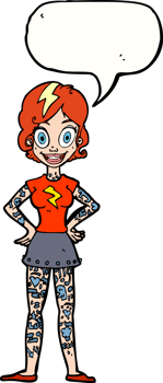 cartoon woman with heavy tattoos with speech bubble png