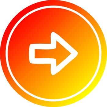 direction arrow circular icon with warm gradient finish png