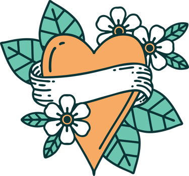 iconic tattoo style image of a heart and banner png