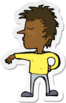 sticker of a cartoon man making camp gesture png