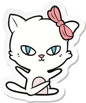 sticker of a cute cartoon cat png