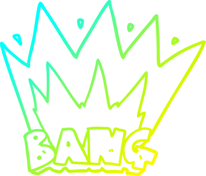 cold gradient line drawing of a cartoon bang sign png