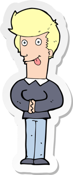 sticker of a cartoon man sticking out tongue png