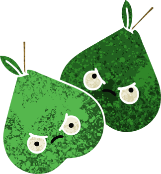 retro illustration style cartoon of a pears png