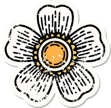 distressed sticker tattoo in traditional style of a flower png