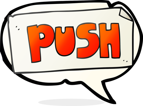hand drawn speech bubble cartoon push door sign png