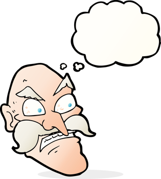 cartoon angry old man with thought bubble png