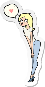sticker of a cartoon woman with love heart png