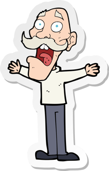 sticker of a cartoon stressed old man png
