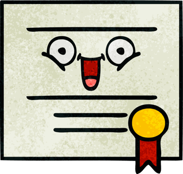 retro grunge texture cartoon of a graduation diploma png