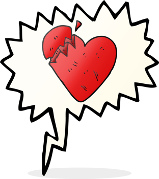 hand drawn speech bubble cartoon broken heart png