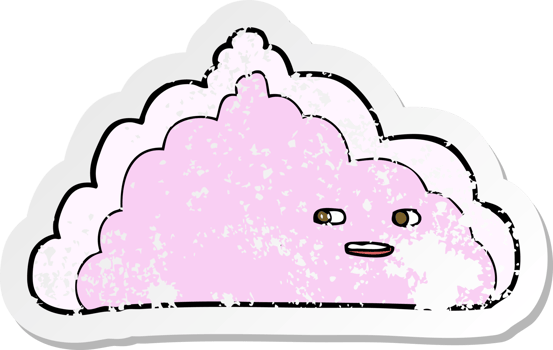 retro distressed sticker of a cartoon cloud png
