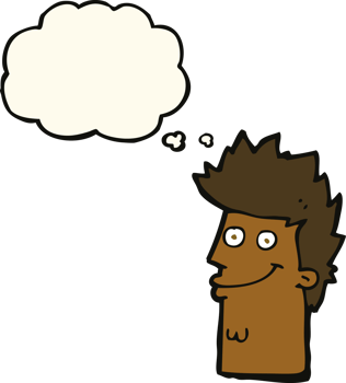 cartoon happy man face with thought bubble png