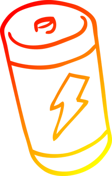 warm gradient line drawing of a cartoon battery png