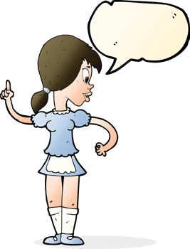 cartoon waitress calling order with speech bubble png