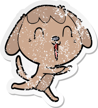 distressed sticker of a cute cartoon dog png
