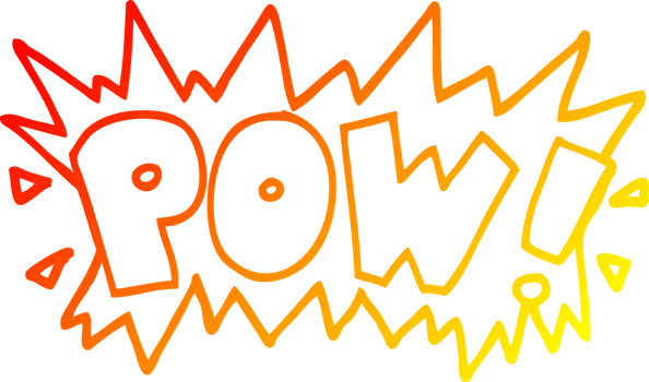 warm gradient line drawing of a cartoon word pow png