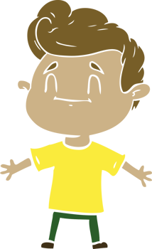 happy flat color style cartoon man png