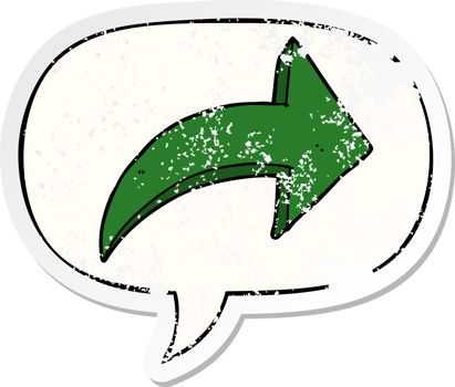 cartoon pointing arrow with speech bubble distressed distressed old sticker png
