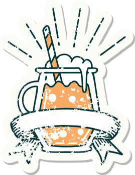 worn old sticker of a tattoo style ginger beer png