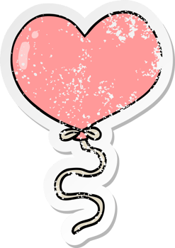 distressed sticker of a cartoon love heart balloon png